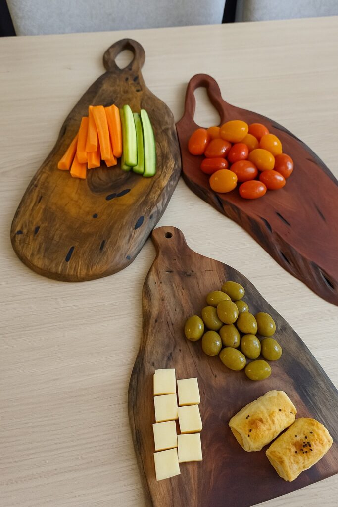 Variety of cutting boards made from reclaimed wood