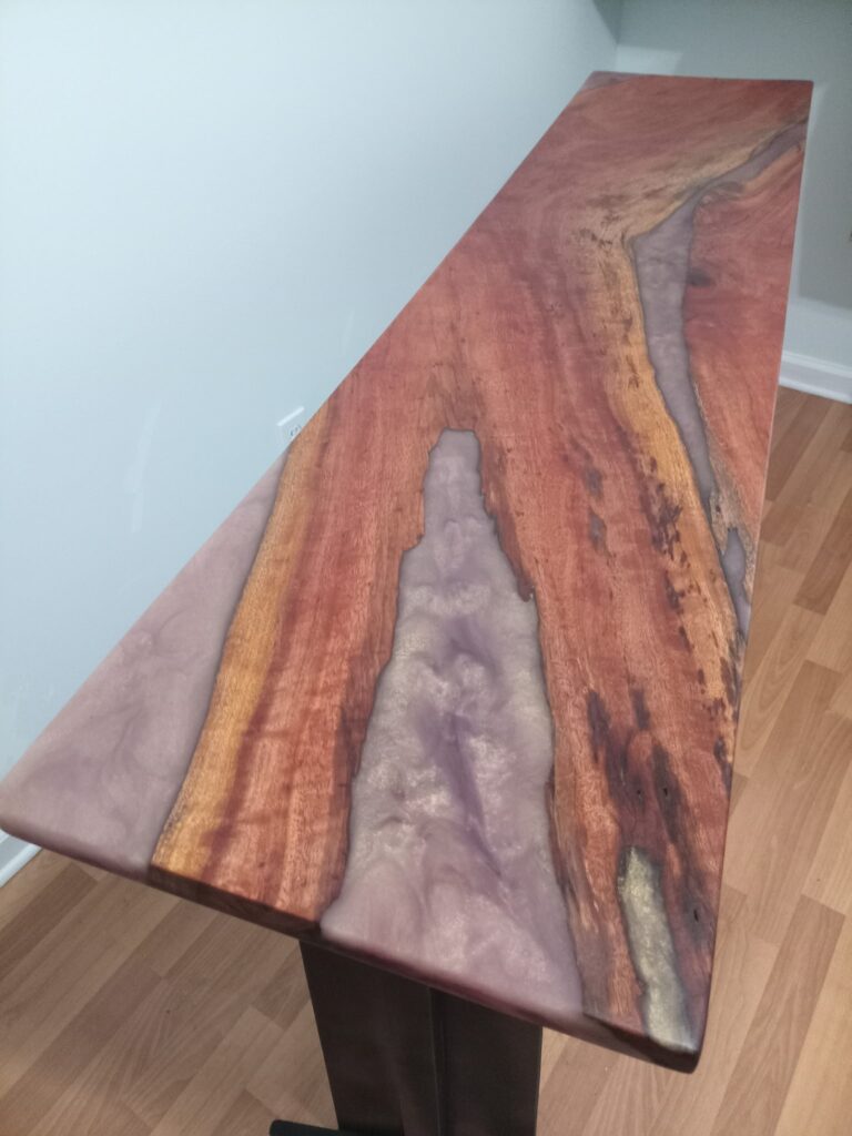 Top view of wood console